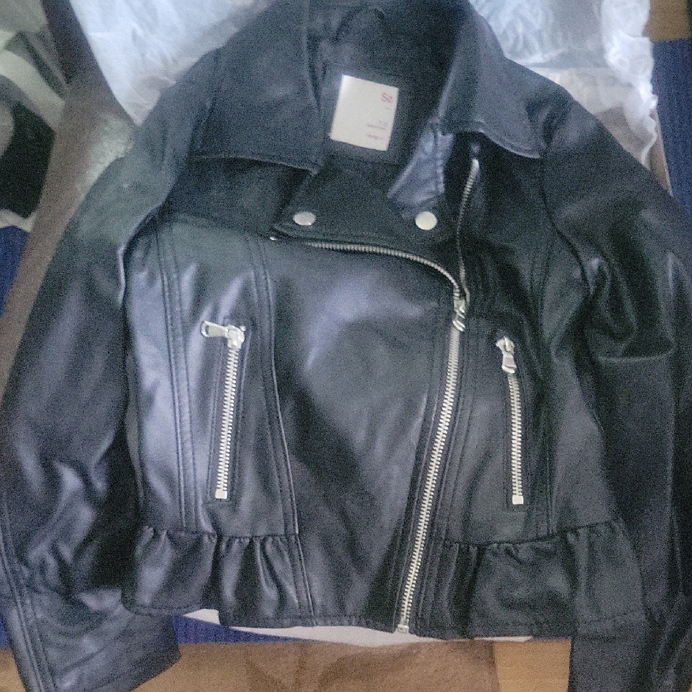 SO Women's Black Leather Biker Jacket